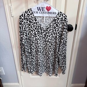 Leopard Print V-Neck Women's Top